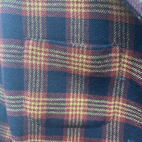 Field Manor Plaid Wool Blend Cropped Blazer Navy/Red/orange Size 8 - Picture 6 of 8